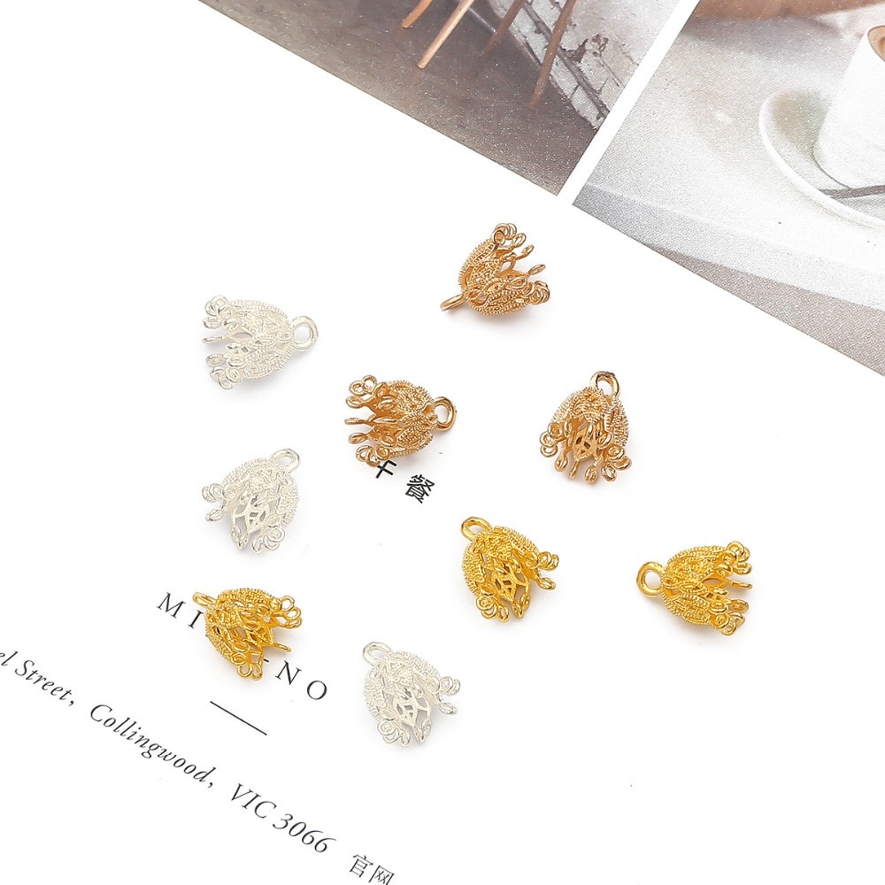 Nắp gắn phụ kiện Beadia tua rua bằng đồng làm trang sức thủ công diy