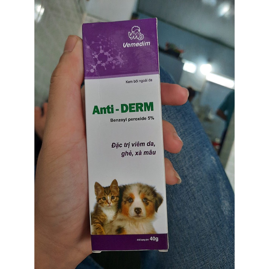 Vemedim Anti-Derm ghẻ, viêm da, xà mâu cho chó, mèo, tuýp 40g