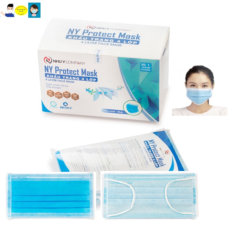 10 CÁI Khẩu trang 4 lớp NY Protect Mask Ngăn ngừa Bụi bẩn Kháng khuẩn Chống nắng Bảo vệ sức khỏe Thương hiệu Như Ý