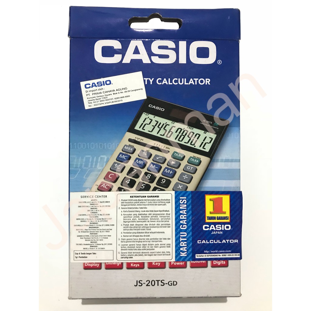 Máy Tính Bỏ Túi Casio Calculator Table Js-20 Ts