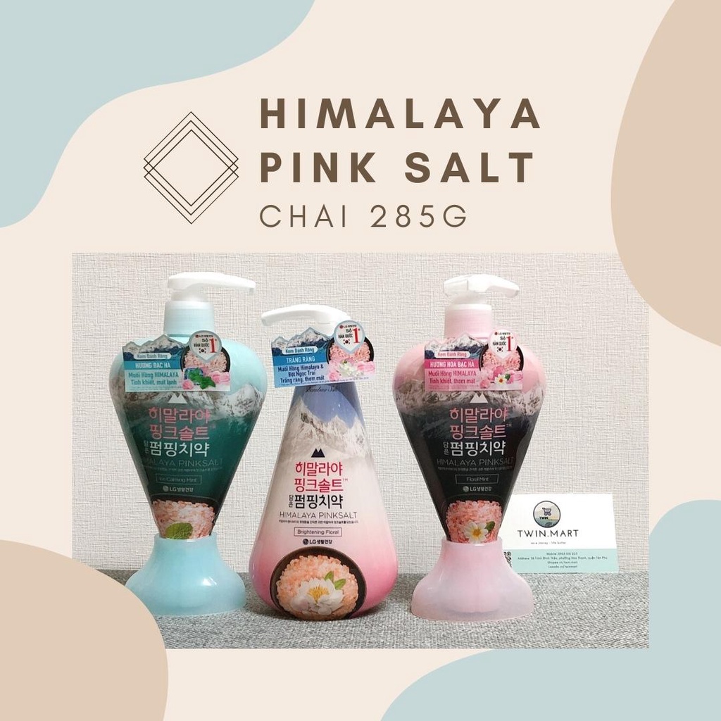 [Đơn 299k tặng sữa tắm 36k] Chai Kem đánh răng Muối Hồng Himalaya Pink Salt Pumping nhập khẩu Hàn Quốc 285g