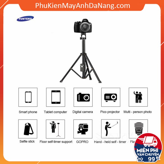 Gậy Chụp Hình 3 Chân Yunteng VCT-1688 Chính Hãng - Tripod Điện Thoại, Máy Ảnh