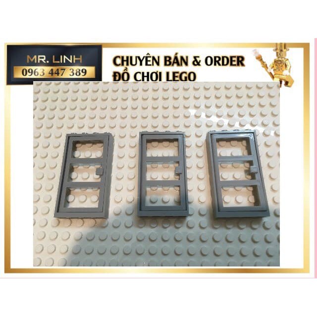 Phụ kiện cửa 1x4x6 đen + lồng xám nhạt