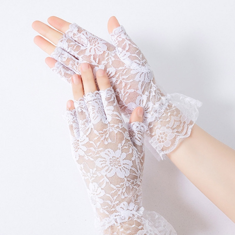 Găng Tay Hở Ngón Co Giãn Họa Tiết Hoa Thời Trang