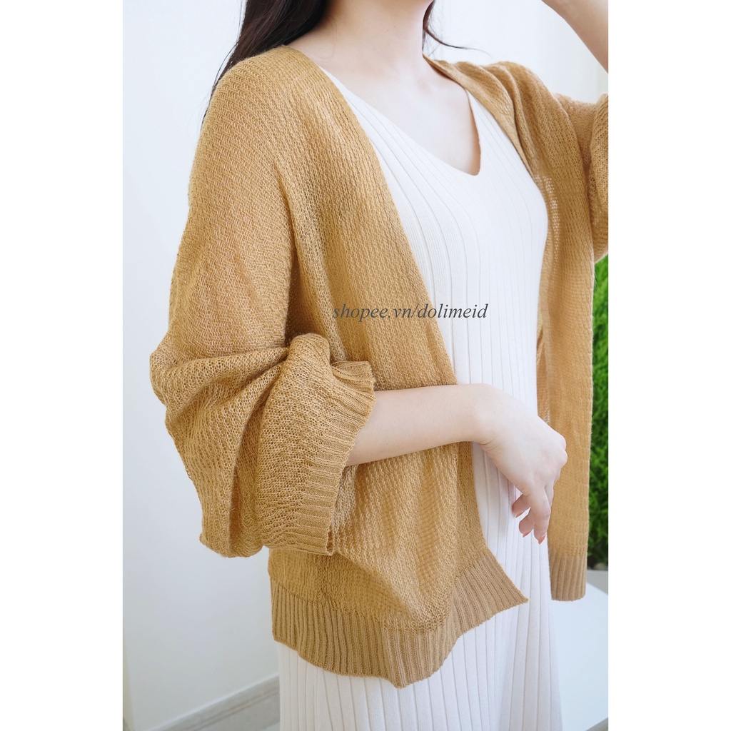 Áo Khoác Cardigan Len Mỏng Tay Dài Phong Cách Tiểu Thư Hàn Quốc Vintage - A05