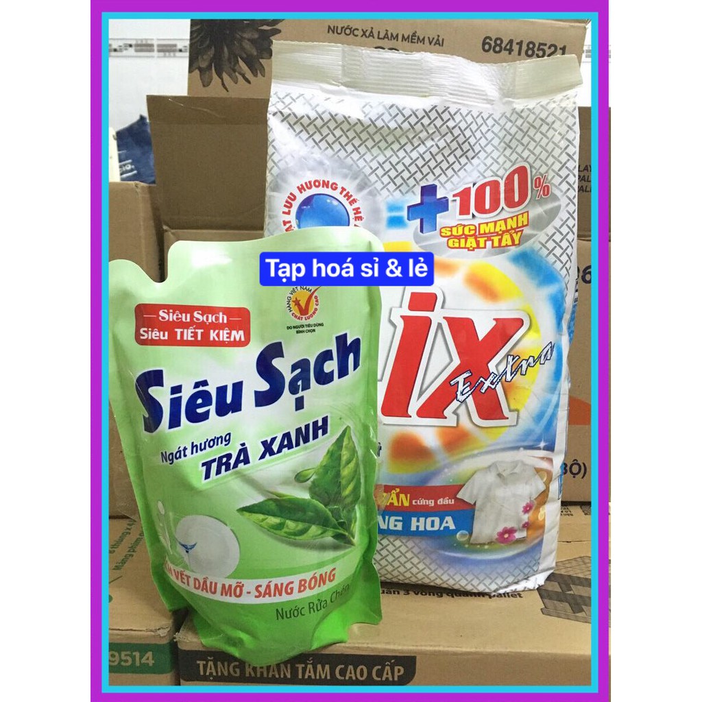 Bột giặt Lix Extra hương hoa 5.5kg tặng kèm nước rửa chén Lix