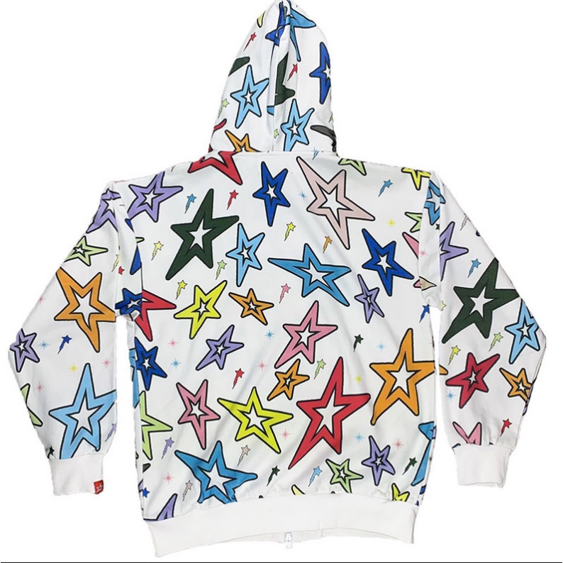 Áo hoodie MMIOT Y2K tay dài dáng rộng có khóa kéo in họa tiết ngôi sao thời trang harajuku Âu Mỹ đường phố dành cho nam