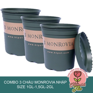 COMBO 3 CHẬU NHỰA TRỒNG CÂY NHẬP KHẨU size 1GL-1,5GL-2GL