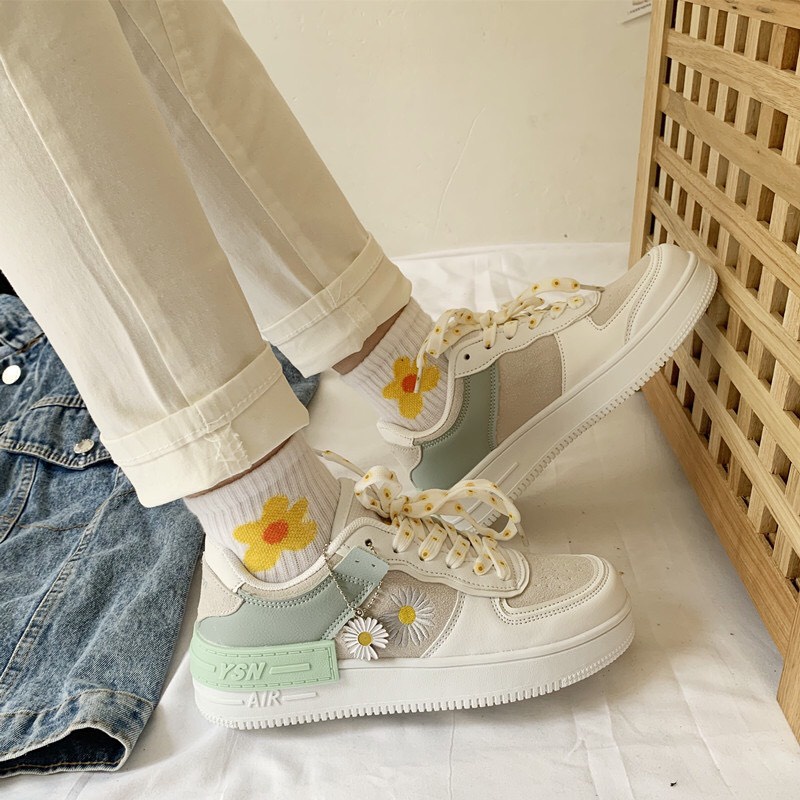 {HCM / CÓ SẴN / ẢNH THẬT} GIAYF THỂ THAO SNEAKER CỔ THẤP XANH HOA CÚC PHONG CÁCH HÀN QUỐC SIZE 36 G4-36245