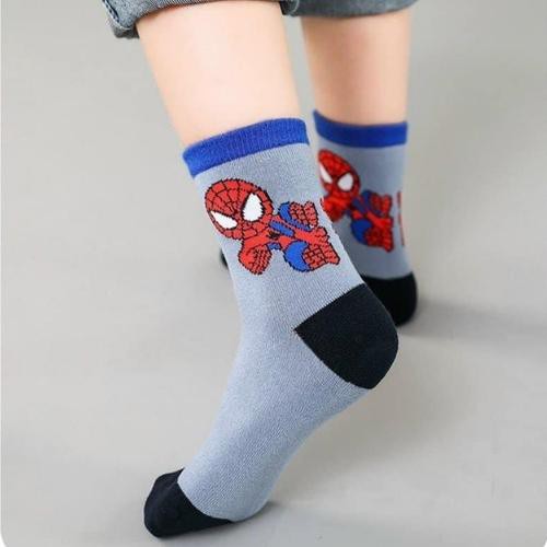 Set 5 đôi Tất chân trẻ em họa tiết người nhện cho bé trai từ 1- 9 tuổi, chất liệu dày, ấm, khử mùi hôi