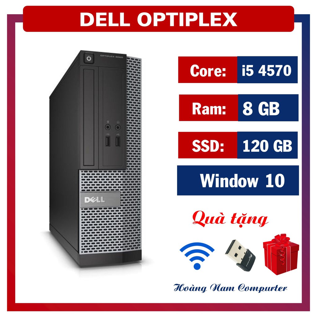 Máy Tính Bàn Đồng Bộ | Bộ Máy Tính Cây - Dell Optiplex 3020 i5 4570 (Ram 8GB/SSD 120GB) Tặng Ổ Cứng HDD 500GB - BH 12T