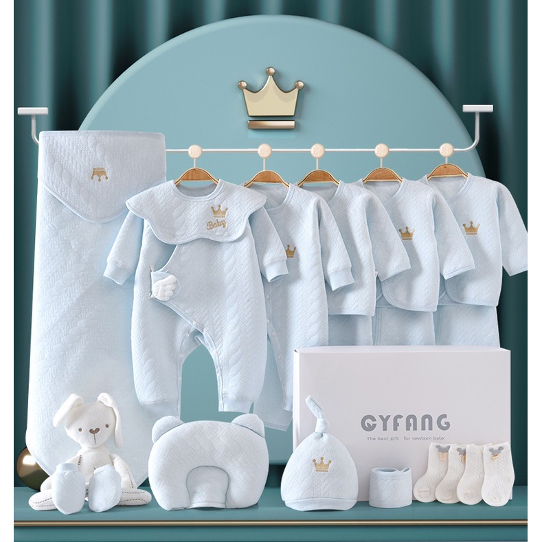 Set đồ sơ sinh 20 chi tiết 100% cotton hộp quà sang trọng 0-3m