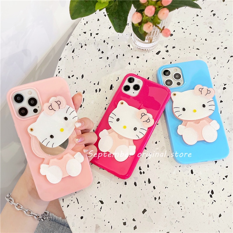 Ốp Điện Thoại Mềm Có Gương Hello Kitty Hoạt Hình Cho iPhone 12 Pro Max 11 X XS XR iPhone 7 8 Plus SE 2020