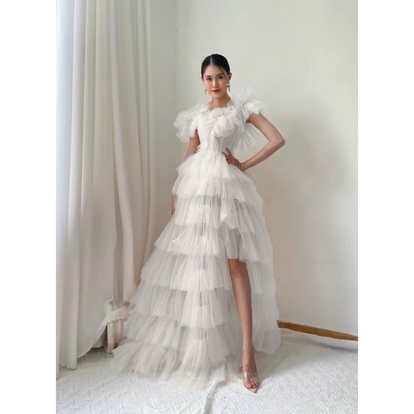 S1293V ĐẦM XOÈ TẦNG XẺ ĐÙI full size S/M/L/XL