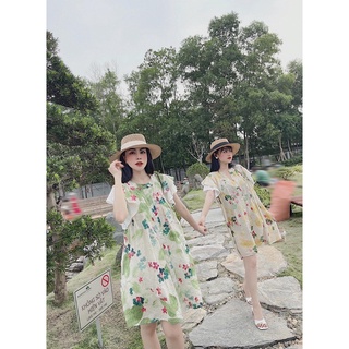 Váy đũi tơ hoa xanh siêu xinh