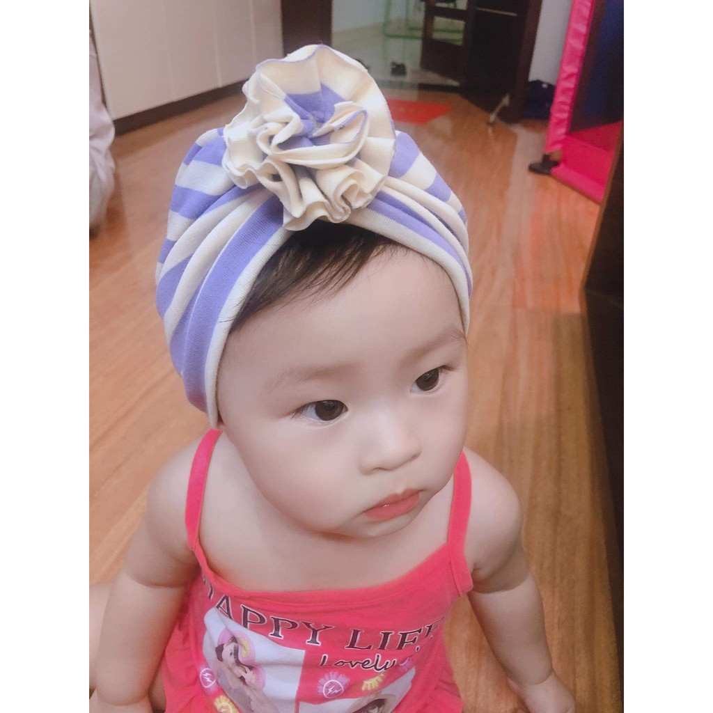 Mũ turban hoa có size xinh xắn cho bé gái