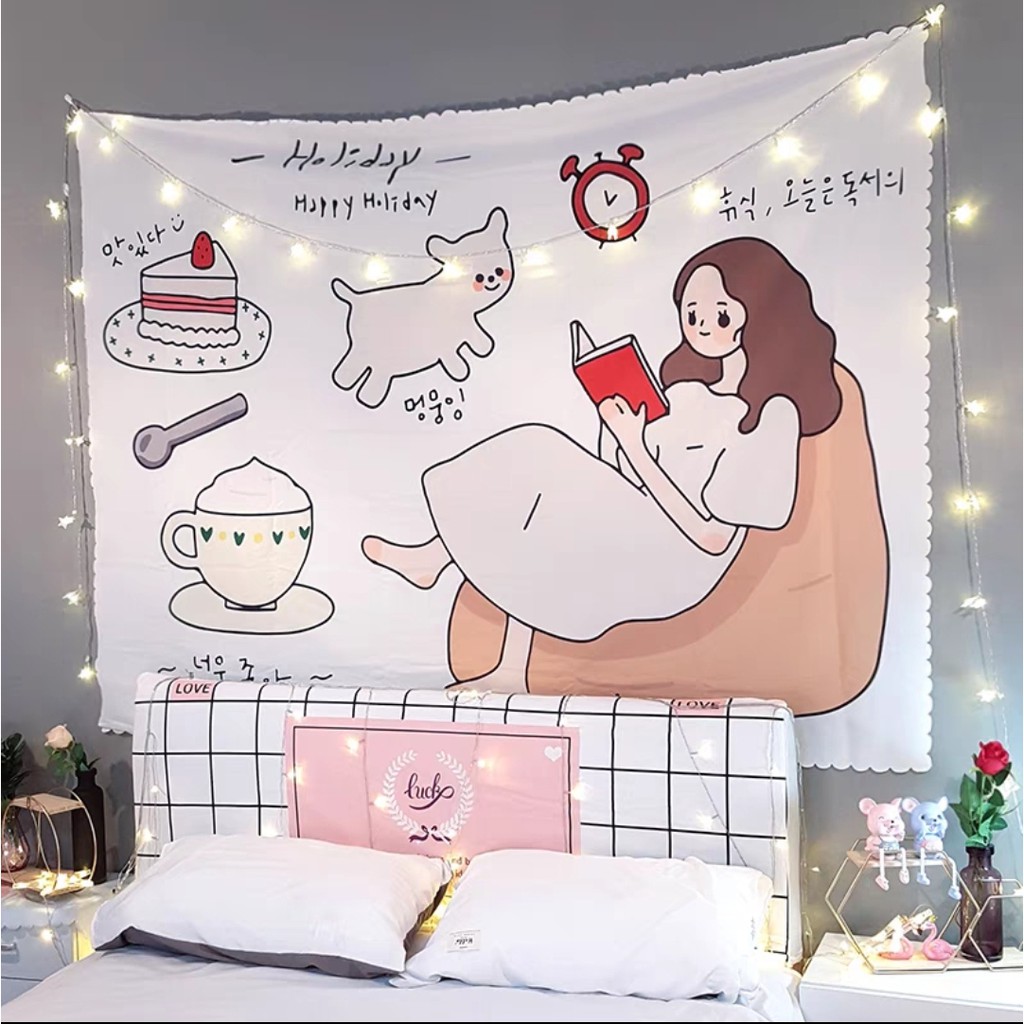 [ Mua Deal Sốc] Thảm treo tường, vải treo tường size 150x130cm  tặng phụ kiện treo, tranh phòng ngủ