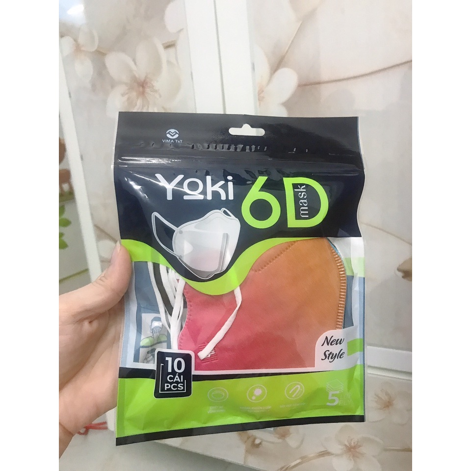 Khẩu trang yoki 6D Mask Yoki kháng khuẩn lọc bụi 2.5pm 1 bịch 10 cái