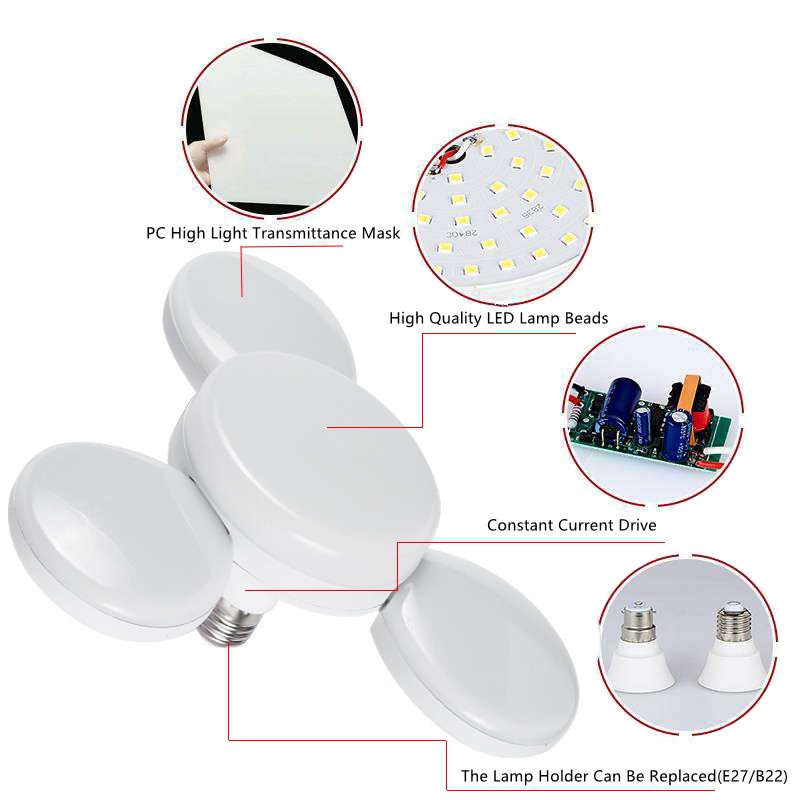 Đèn trần LICER thiết kế 3/ 5 cánh 280/ 150 bóng LED đui E27 tiết kiệm điện chiếu sáng cho gia đình