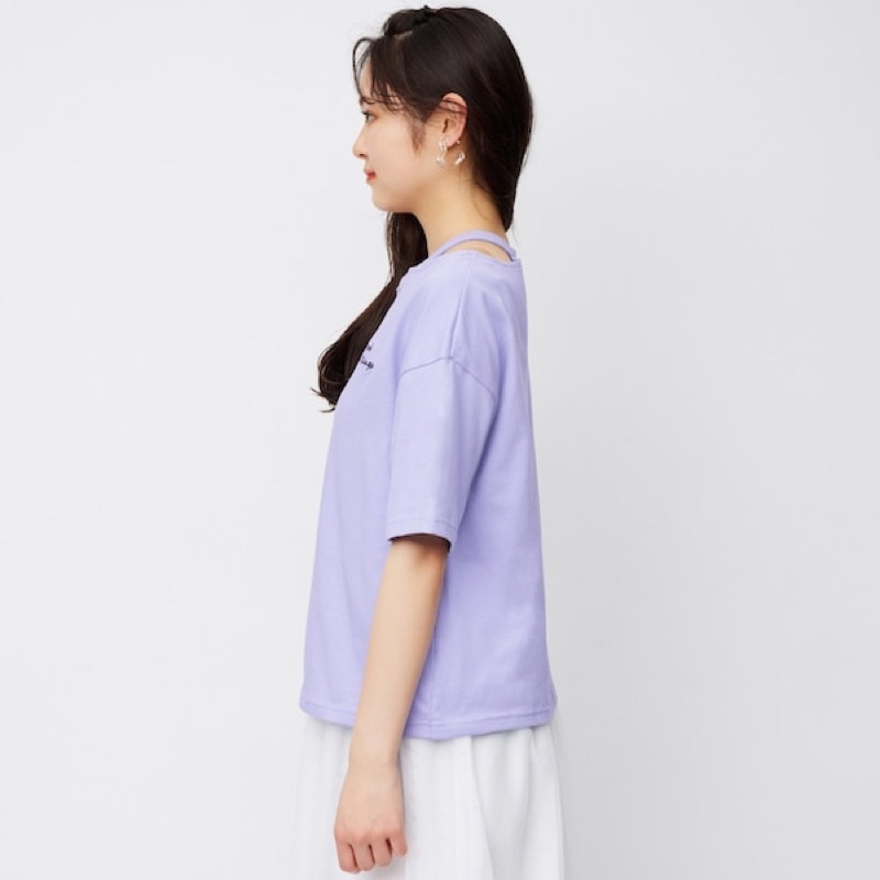 Áo phông ngắn tay bé gái tuổi teen hở vai See good in All thing xinh xắn của GU - Nhật