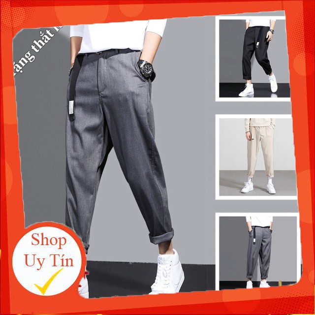 (Tặng Đai Lưng) Quần Baggy Nam Kiểu Quần Tây Âu Chinos Trơn Đơn Giản Mặc Kiểu Xắn Gấu ZENKODLMEN JOGGER NAM 9000066C -Hà