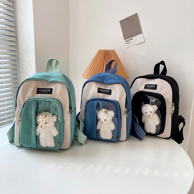 Cặp Đi Học Trẻ Em + Búp Bê Gấu Nhỏ AKKU