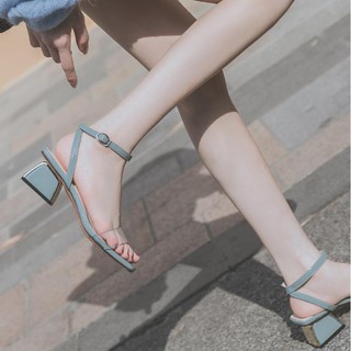 Giày Sandal Cao Gót Hở Mũi Quai Trong Suốt Thời Trang Nữ Sành Điệu