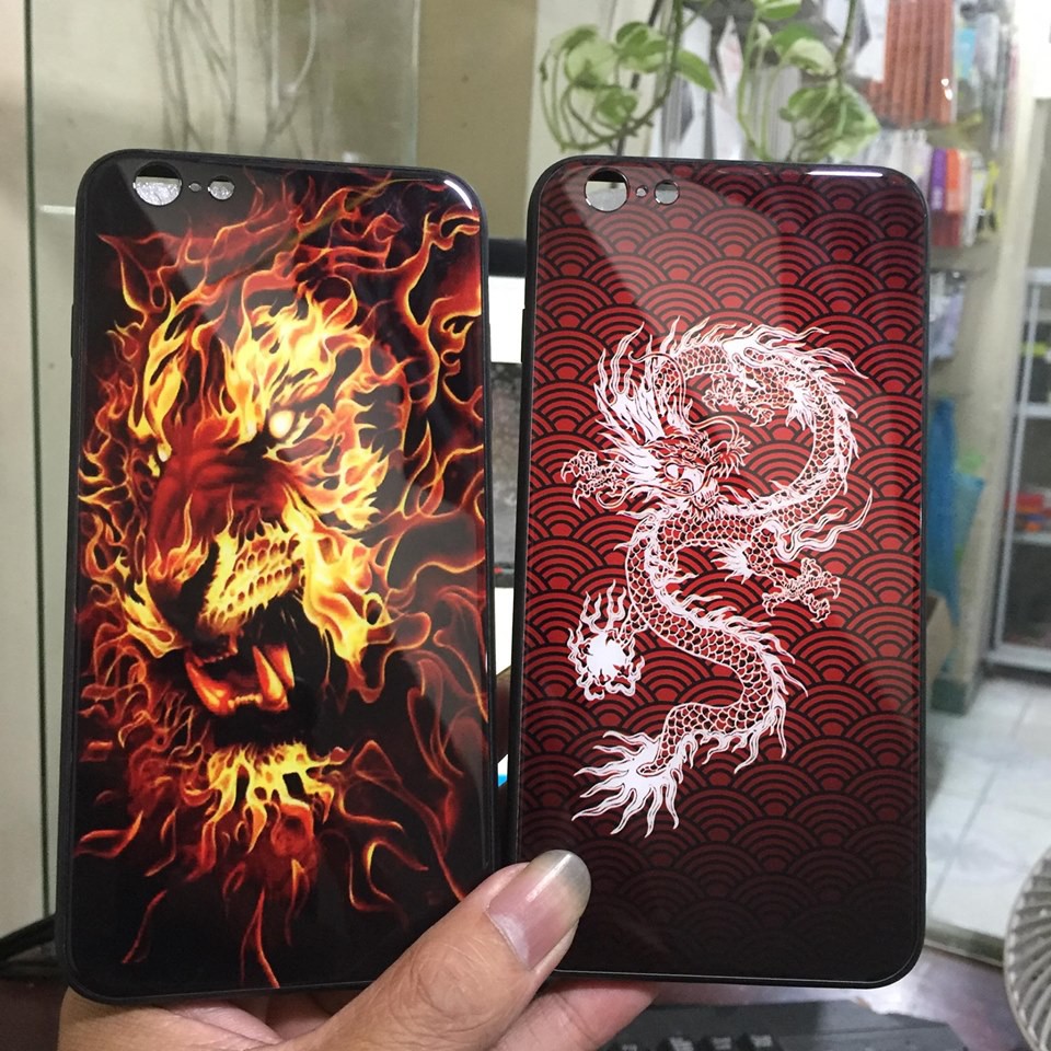 Ốp lưng kính tráng gương 6G/6S/7G/8G/6plus/6splus in 3D hình rồng hổ - AB STORE