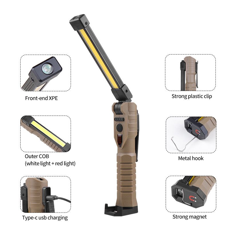 Yunmai Đèn Pin Hai Mặt COB Nam Châm Mạnh 3 Bóng Có Thể Gấp Gọn Tiện Lợi