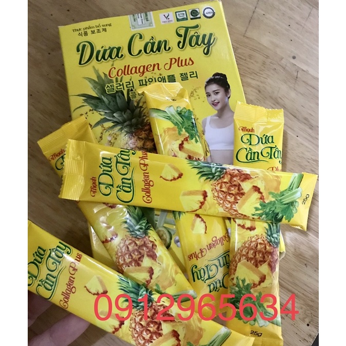 Thạch dứa cần tây Collagen hỗ trợ giảm béo thừa cân đẹp dáng đẹp da tốt cho hệ tiêu hoá
