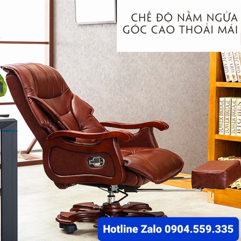 Ghế chủ tịch có gác chân kèm massage lưng 7 điểm , chức năng nâng hạ ghế ngả lưng hàng nhập khẩu cao cấp