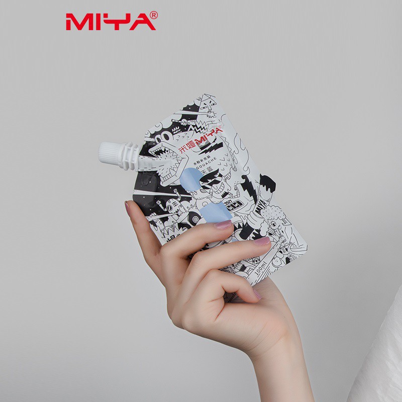 Màu trắng gouache Miya dạng túi mini có nắp xoáy dung tích 100ml dung môi pha dành cho màu thạch