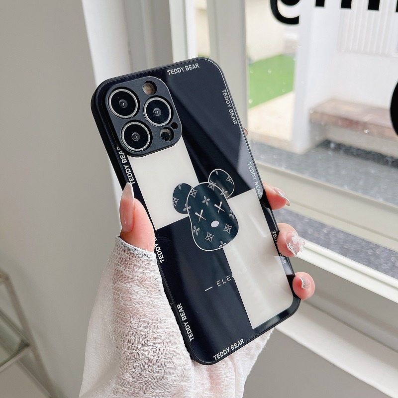 Ốp Điện Thoại Kẻ Sọc Ca Rô In Hình Gấu Cho Iphone 11 11PROMAX 12 12PRO 12PROMAX 13 13PRO 13PROMAX 7G / 8G 7P / 8P X / XS XR XSMAX