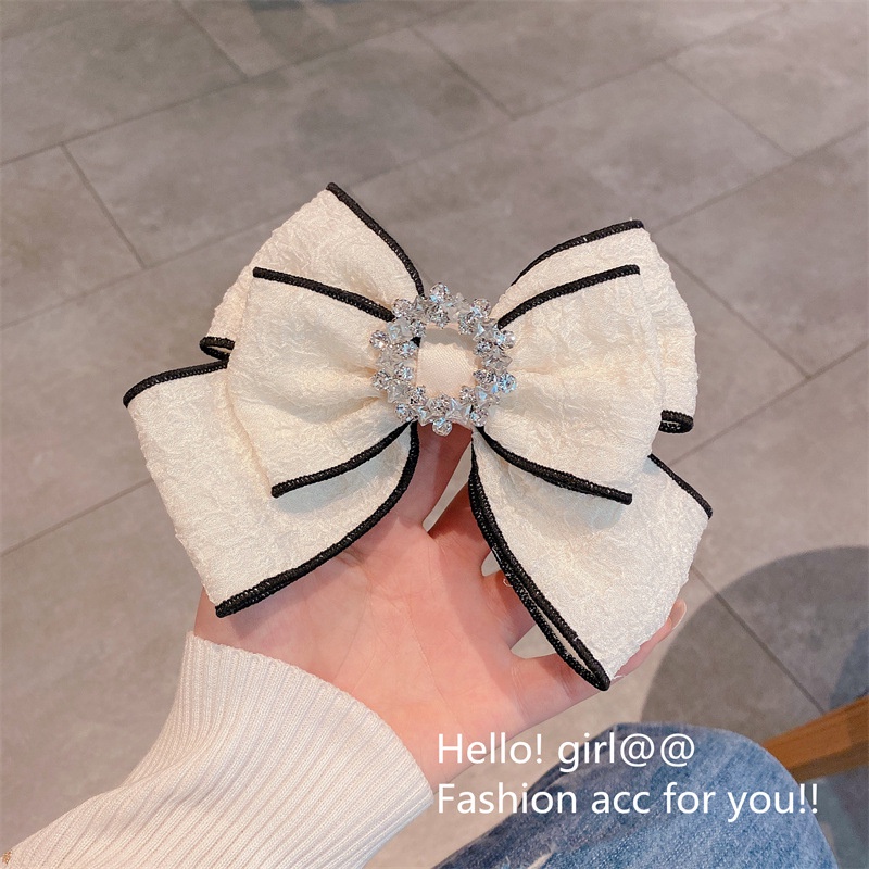 Dây Cột Tóc Nơ Vải Khóa Đính Đá Cao Cấp Kiểu Âu Mỹ Sang Trọng