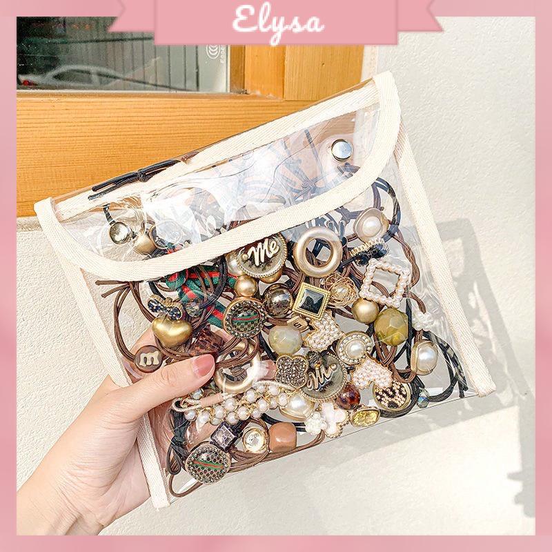Set 20 Chun Buộc Tóc Túi Nhựa Trong Hàn Quốc Mix Nhiều Hình
