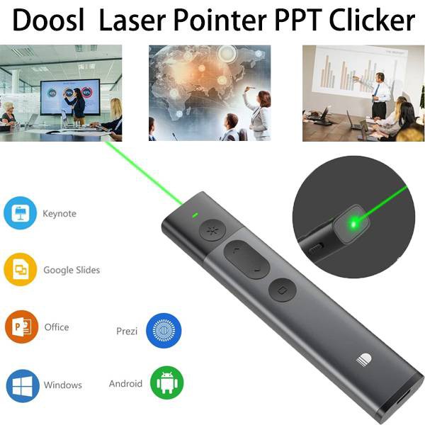 Doosl Presentation Remote Wireless Presenter Green Laser Pointer PPT Clicker