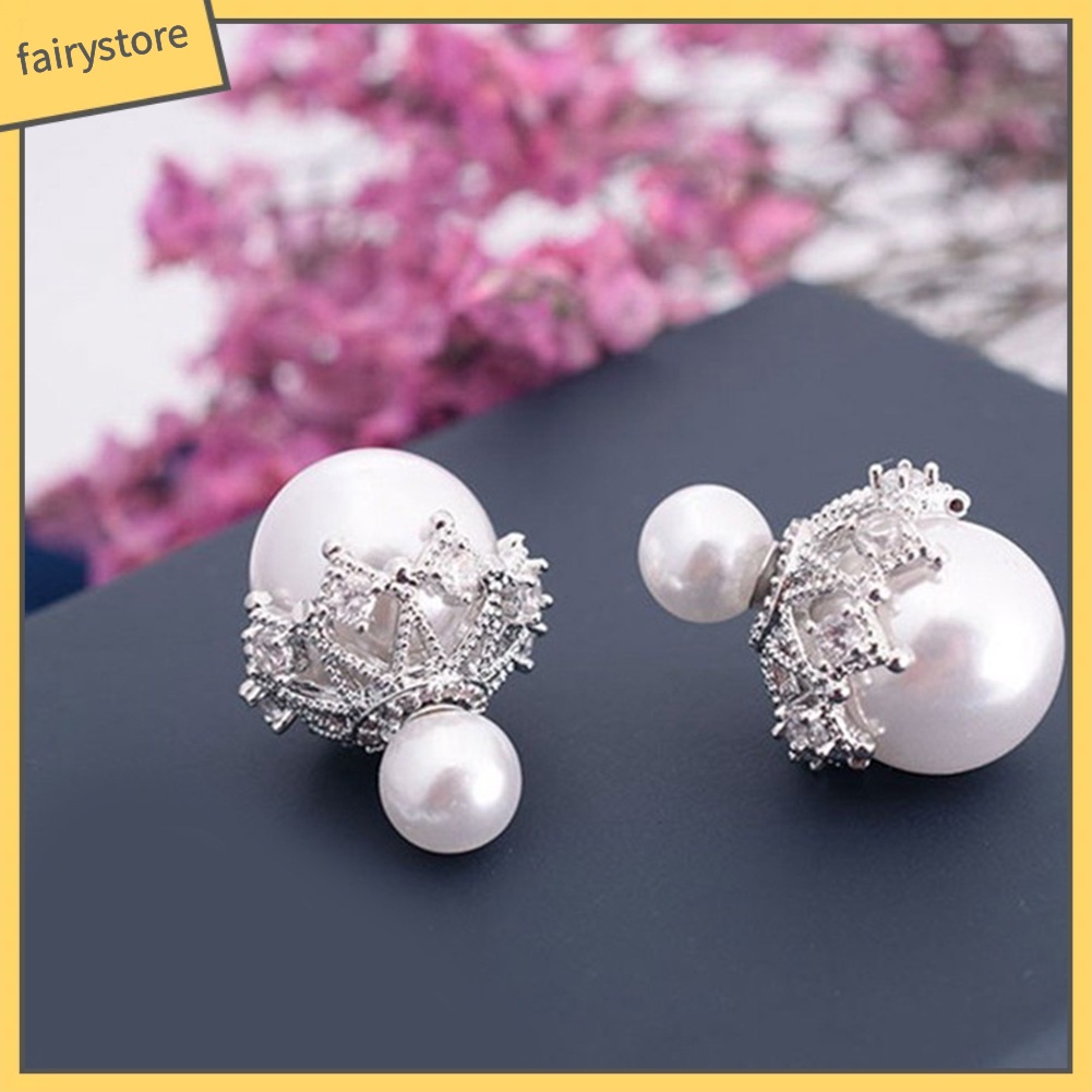 Khuyên Tai Phối Ngọc Trai Giả Xinh Xắn Cổ Điển Cho Nữ