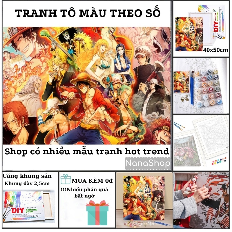 Tranh số hóa Anime có khung vải Canvas Tranh tô màu theo số DIY