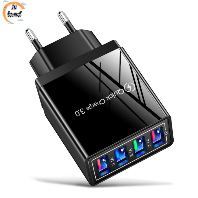 Củ Sạc 12w 4 Cổng Usb 3a Phích Cắm Us / Eu / Uk Tiện Dụng