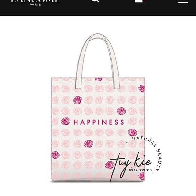 Túi tote bag Lancome happiness họa tiết hoa hồng
