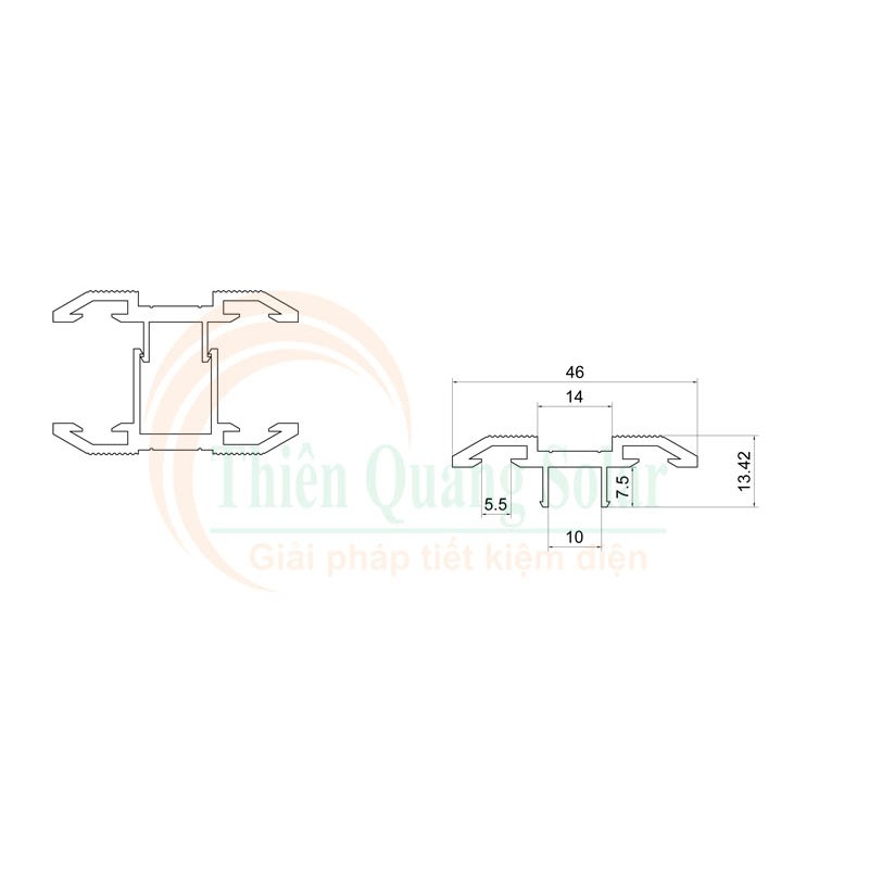 Kẹp giữa tấm pin 2 mặt kính solar