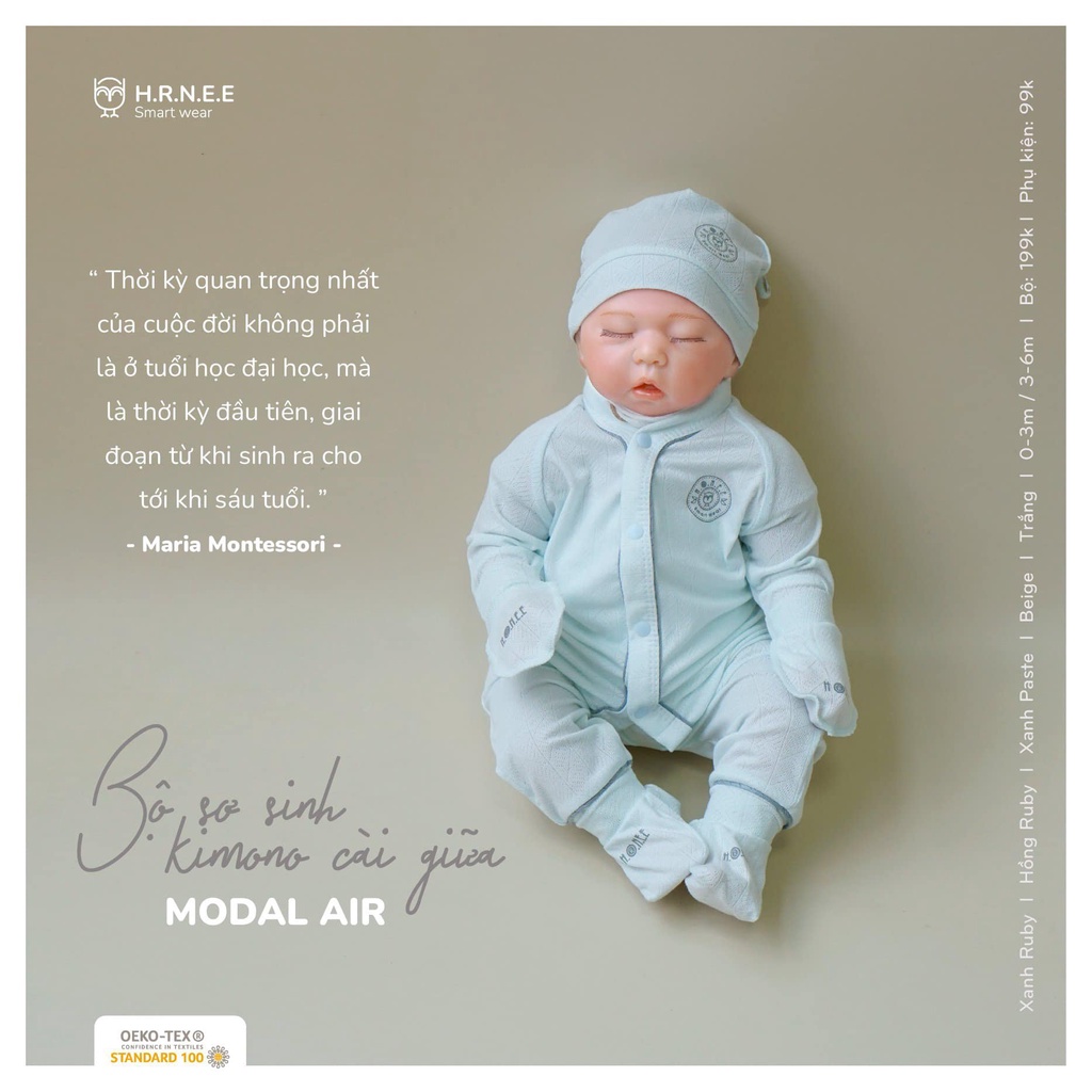 Bộ sơ sinh cài giữa Modal Air HRNEE