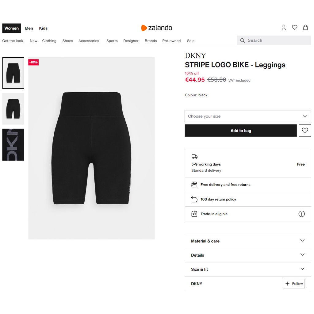 Quần biker short lưng cao thể thao DKNY logo sọc DP1S4715