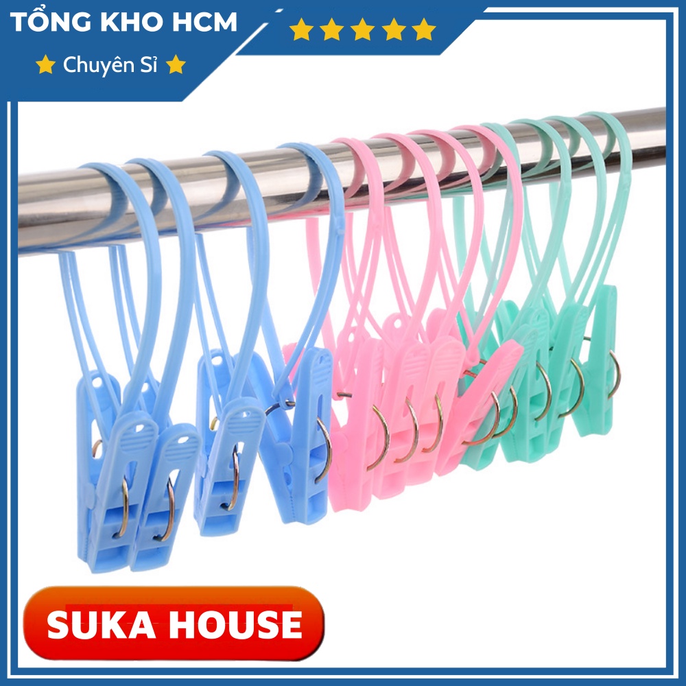 Set 12 Kẹp Phơi Đồ Có Dây Treo Chống Rớt SUKAHOUSE H181