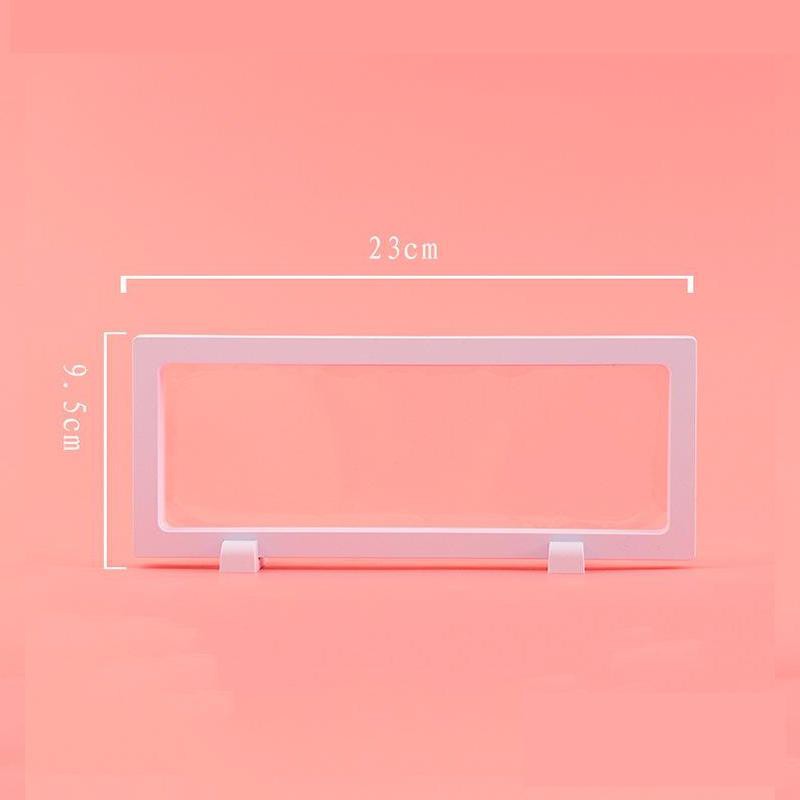 Khung nhựa hình chữ nhật đen trắng trưng bày bảo vệ móc khóa huy hiệu mica anime chibi