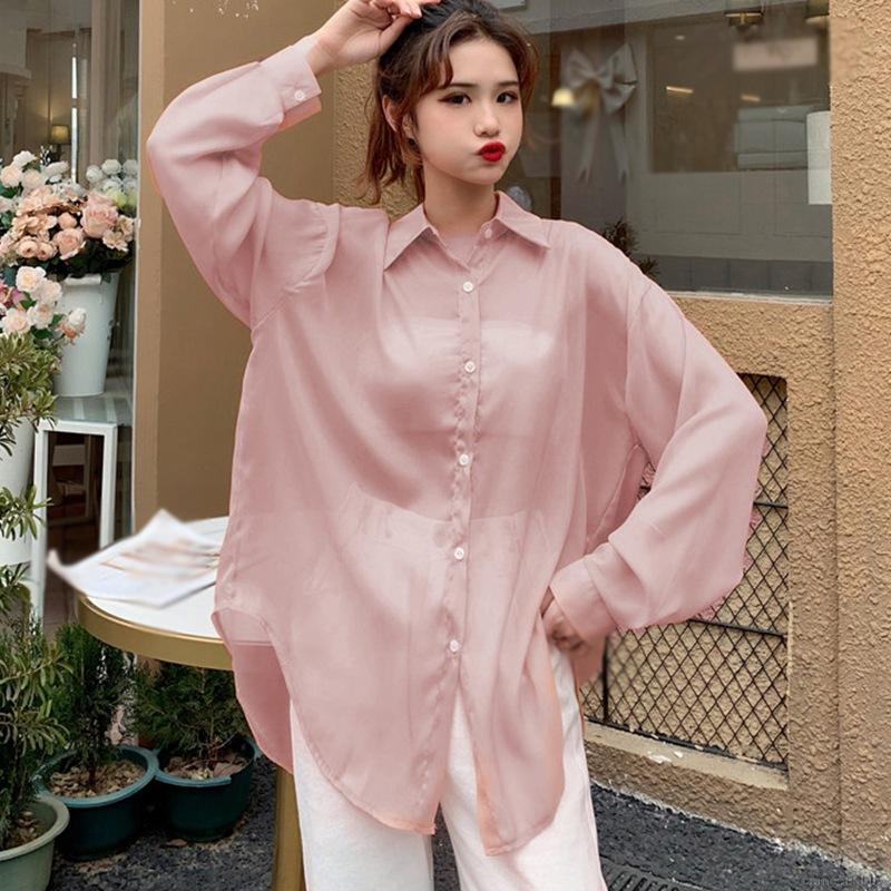 Áo Sơ Mi Voan Mỏng Tay Dài Dáng Rộng Thời Trang Mùa Hè Cho Nữ | BigBuy360 - bigbuy360.vn