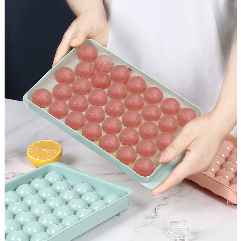 Khay đá tròn, khuôn làm đá có nắp đậy thông minh hình viên tròn, hình kim cương cực đẹp - Gia dụng Homewares