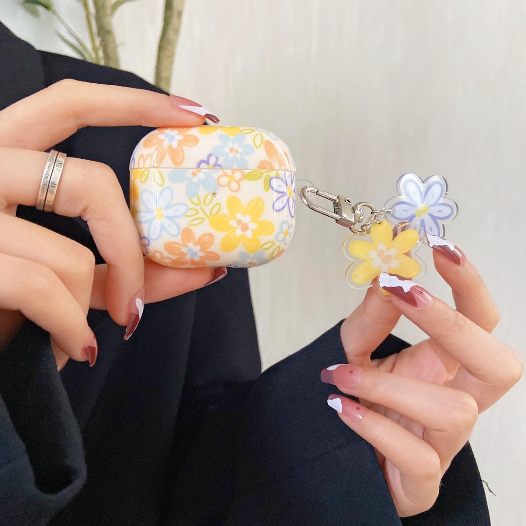 Vỏ Bảo Vệ Hộp Sạc Tai Nghe AirPods3 AirPods3 Màu Kem Trong Suốt Họa Tiết Hoa Dễ Thương 2021 Ốp