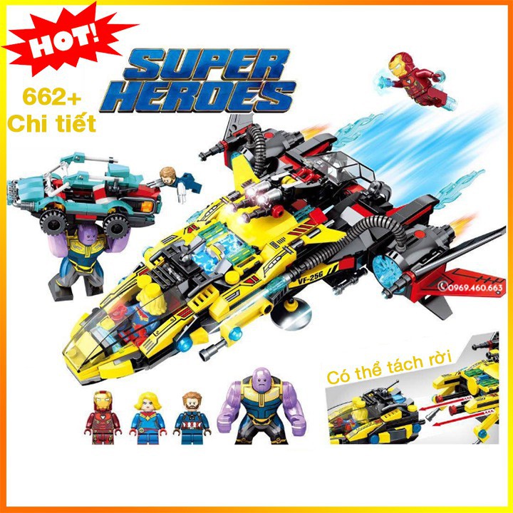 Đồ Chơi Lắp Ráp Lego Ninjago Siêu Nhân DLP4501 Xếp hình Siêu Phi Thuyền End Game Đại Chiến VS Thanos 662 khối. 