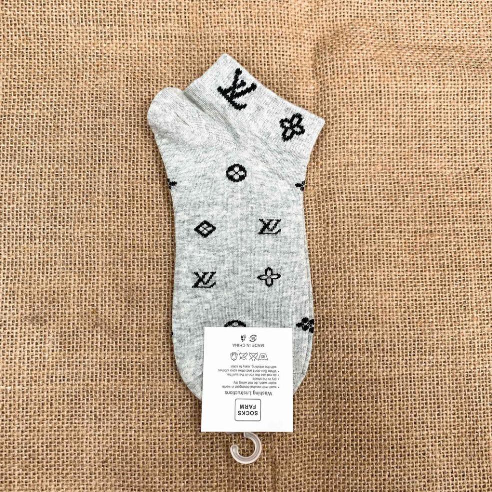 Tất Tất cổ Ngắn L. V Nữ Cotton Họa Tiết Retro Phong cách Nhật Hàn Hot Trend Ulzzang Tất ngắn cổ Nữ Thời trang